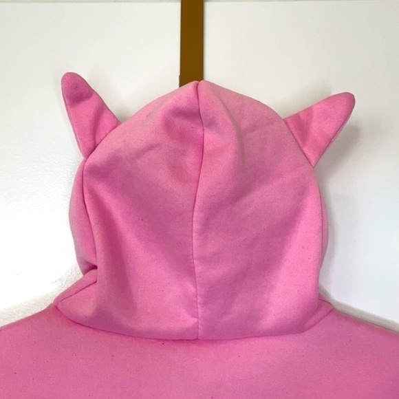 Youth (Girl) Size Medium (8) Pink Crop Top Hooded Sweatshirt with Ears - Picture 7 of 8